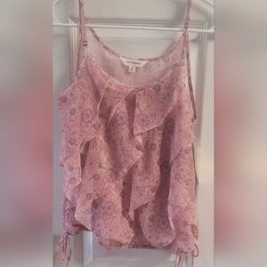 Lucky Brand Iridescent Pink Floral Women's Top